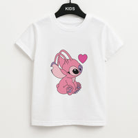 Love Heart Pattern - Pink Alien Kids T-Shirt