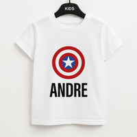 Captain America - Personalised Superhero Comic Kids T-Shirt