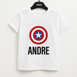 Captain America - Personalised Superhero Comic Unisex Kids T-Shirt