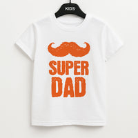 Moustache Super Dad Orange Kids T-Shirt