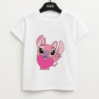 Holding Heart - Pink Alien Kids T-Shirt