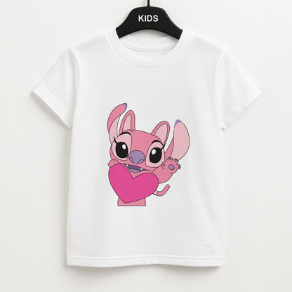 Holding Heart - Pink Alien Unisex Kids T-Shirt