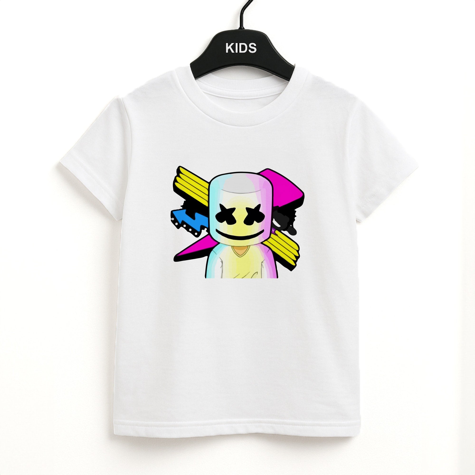 Neon Logo White Helmet DJ Unisex Kids T-Shirt