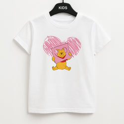 Pooh Heart Drawing Valentine's Kids T-Shirt