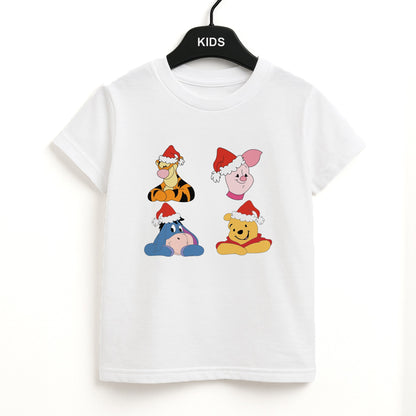Bear, Tiger, Donkey and Pig Pattern Christmas Unisex Kids T-Shirt