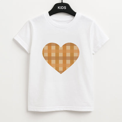 Orange Plaid Pattern- Autumn Unisex Kids T-Shirt