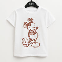 Sketched Mouse Outline Beige  Kids T-Shirt