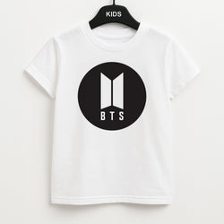 BTS logo Black - K Pop Kids T-Shirt