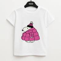 Cartoon Beagle Puffer Jacket Pink Kids T-Shirt