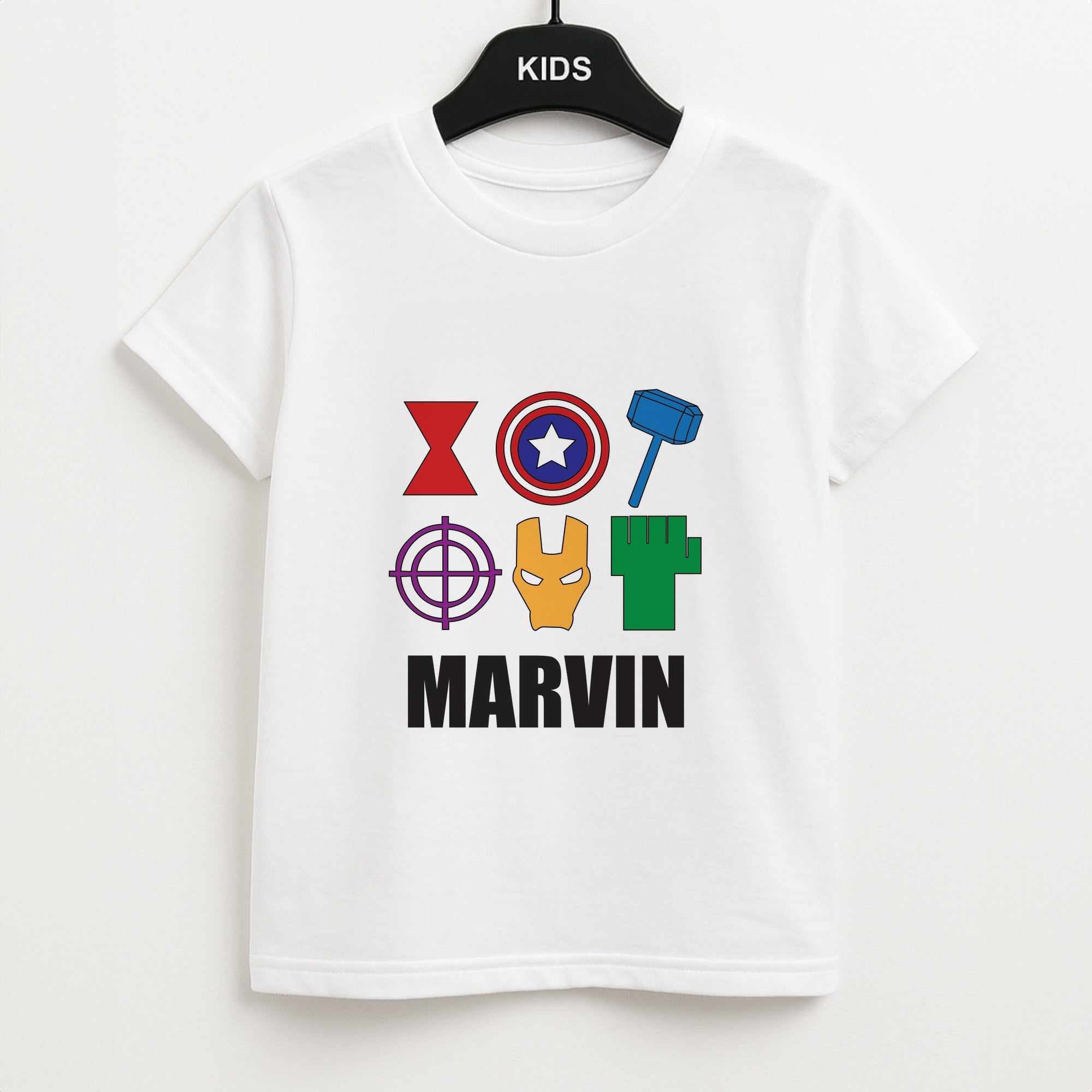 Icon Pattern - Personalised Superhero Comic Kids T-Shirt