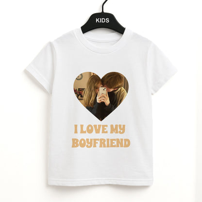 I Love My Boyfriend - Personalised Couples Unisex Kids T-Shirt
