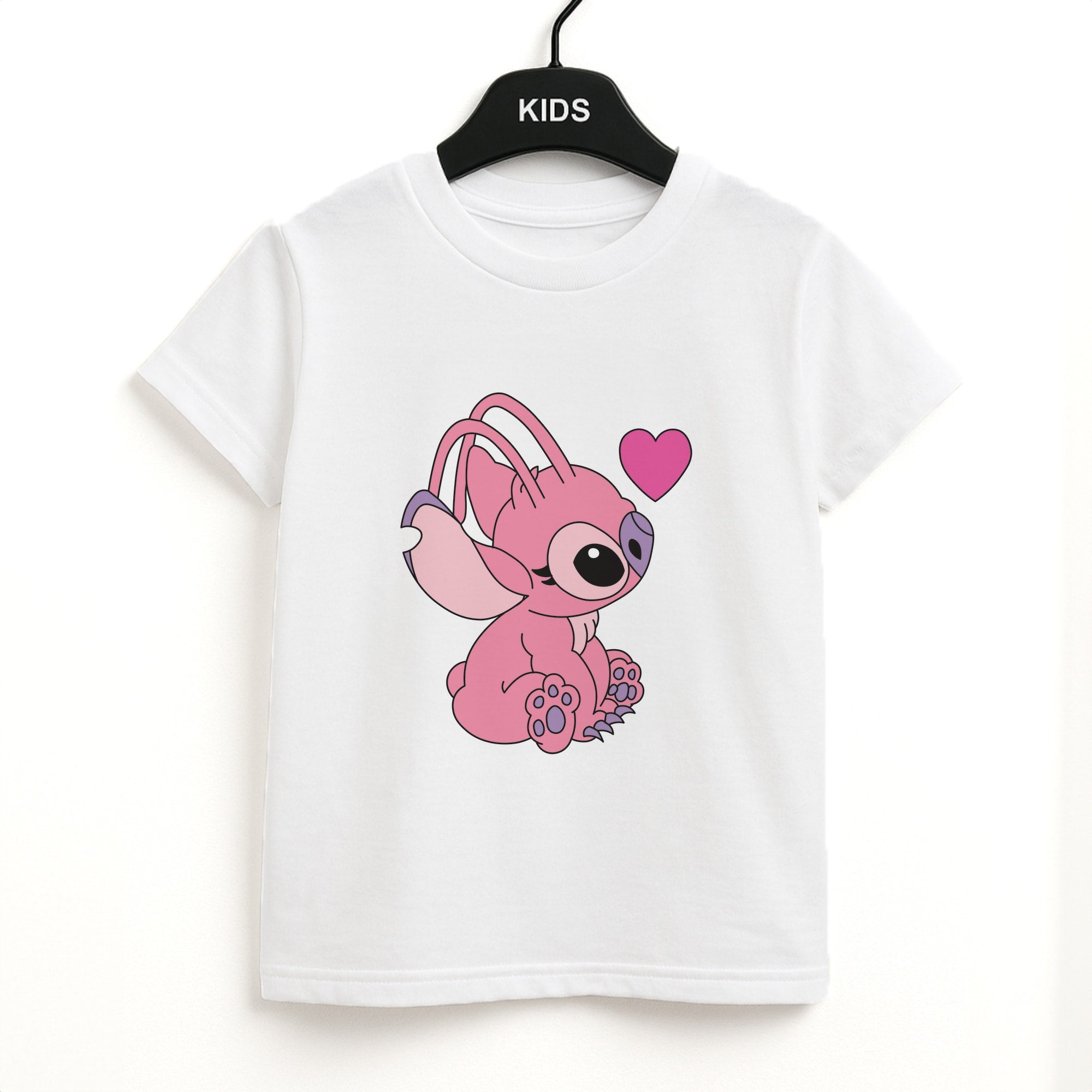 Love Heart Pattern - Pink Alien Kids T-Shirt