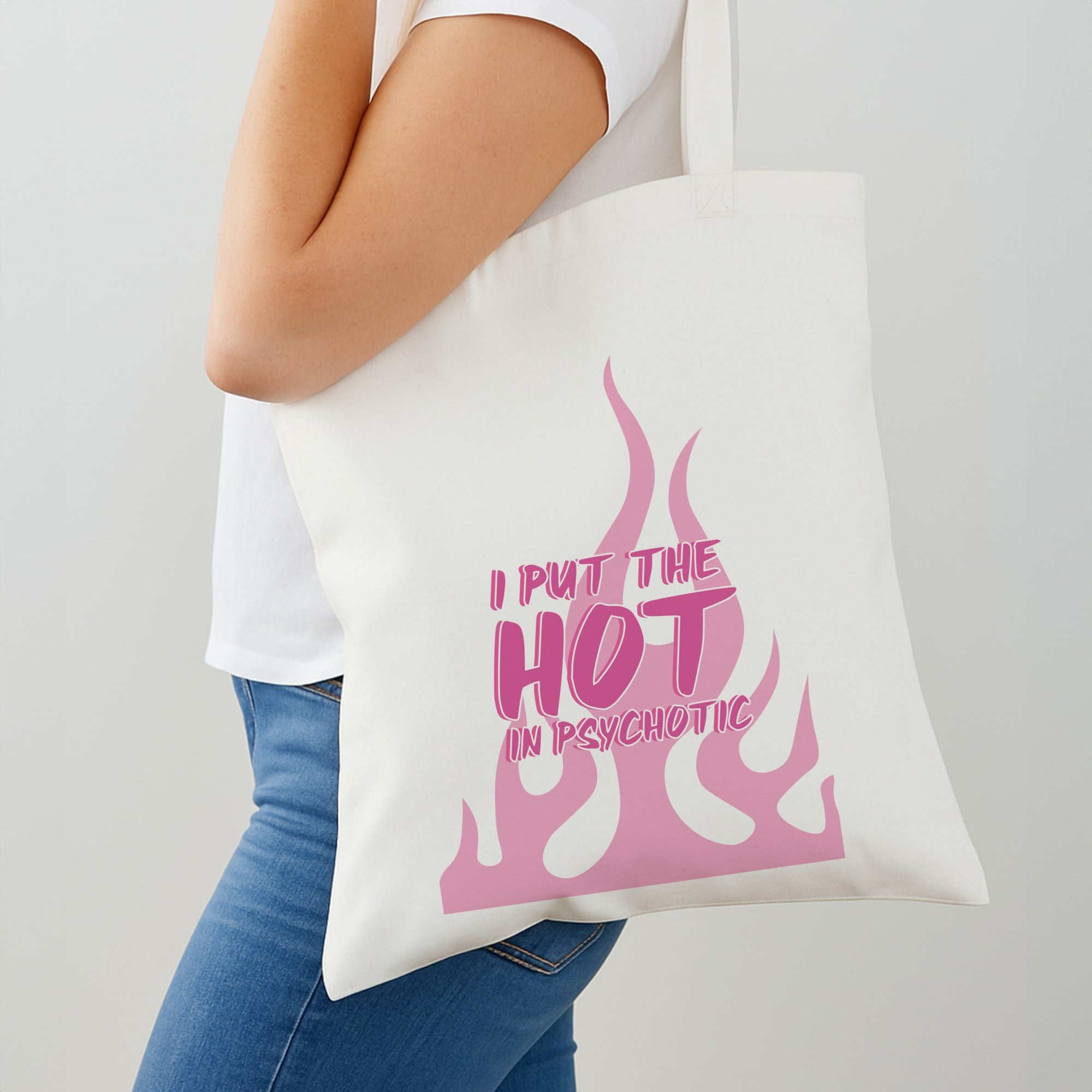 I Put The Hot In Psychotic - Funny Quotes Shoulder Bag