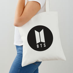 BTS logo Black - K Pop Tote Bag
