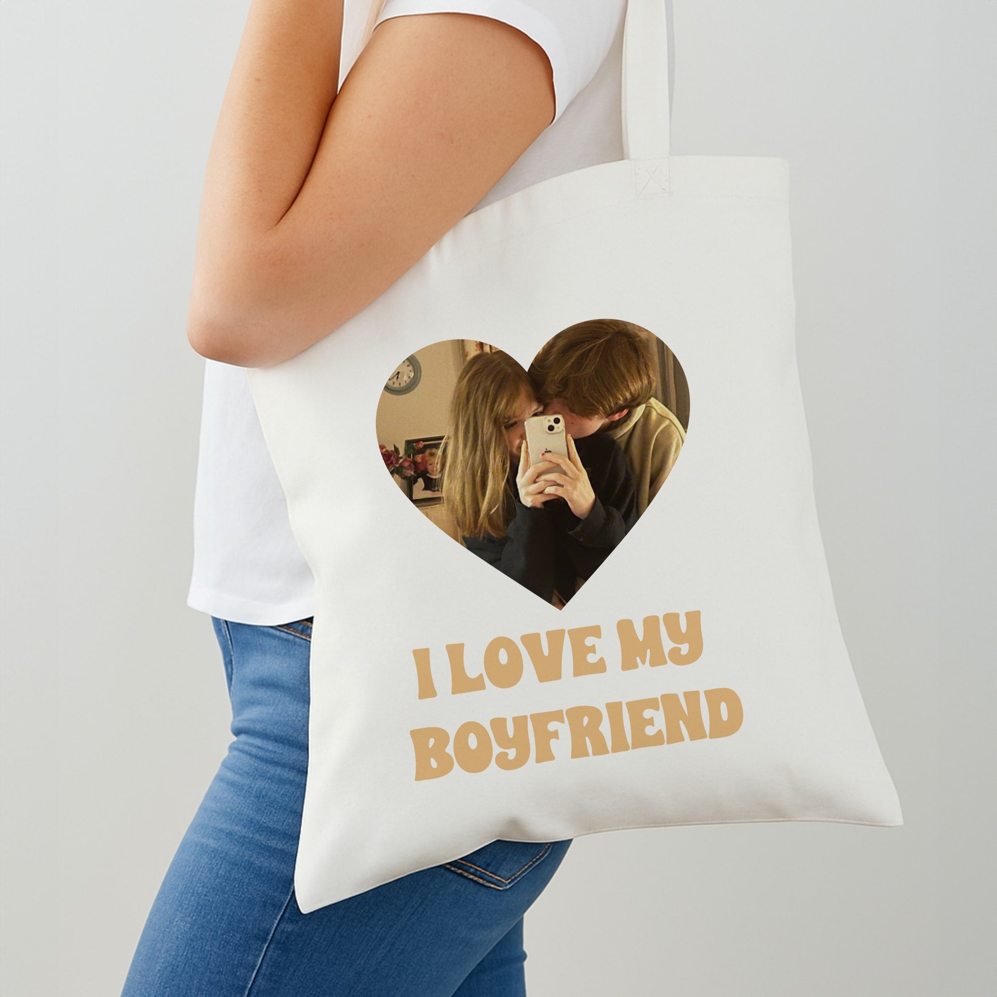 I Love My Boyfriend - Personalised Couples Shoulder Bag