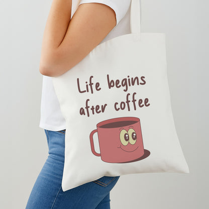 Life Begins After Coffee - Aesthetic Quote Shoulder Bag