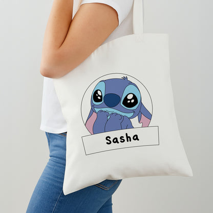 Personalised Cute Blue Alien Shoulder Bag