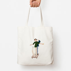 Two Men And A Dog Tote Bag