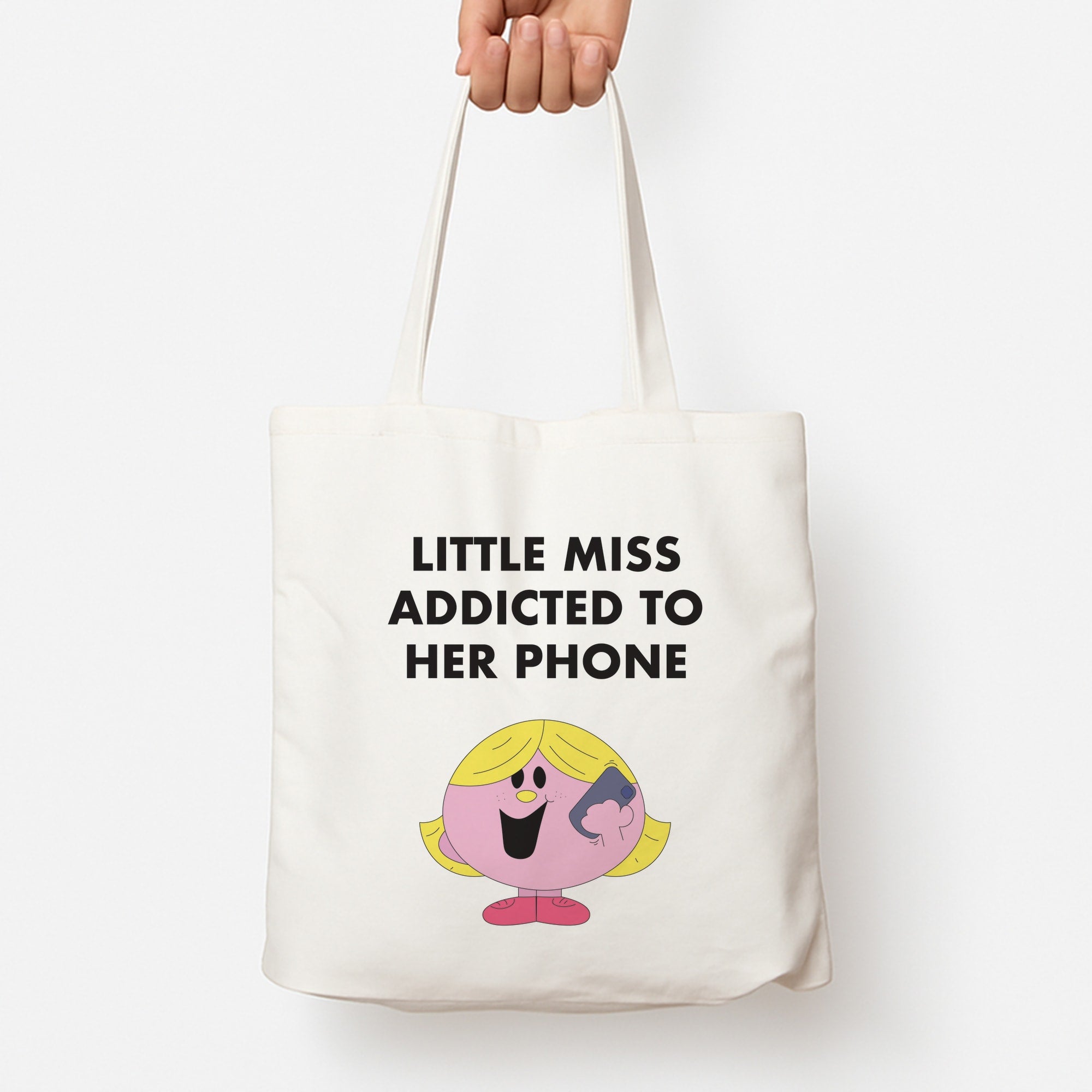 Little Miss Addicted To Her Phone - Aesthetic Quote Tote Bag