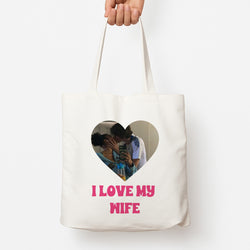 I Love My Wife - Personalised Couples Tote Bag