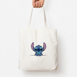 Alien Blue Leaning Tote Bag