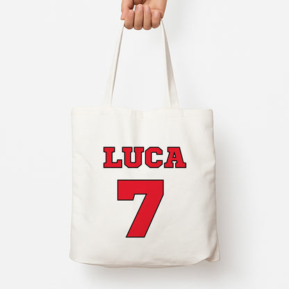Red - Personalised Football   Tote Bag