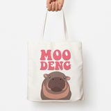 Moo Deng Tote Bags