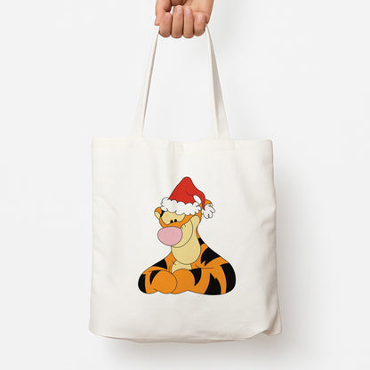 Tiger Pattern Christmas Tote Bag