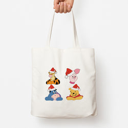 Bear, Tiger, Donkey and Pig Pattern Christmas Tote Bag