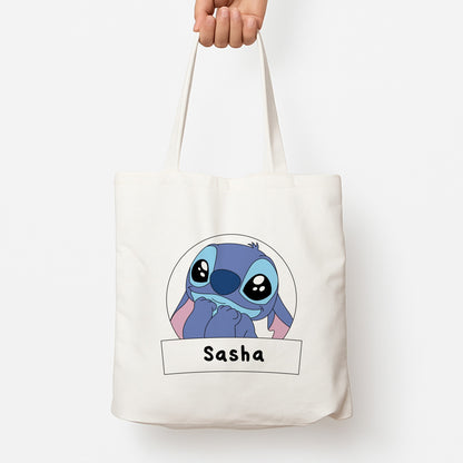 Personalised Cute Blue Alien Tote Bag