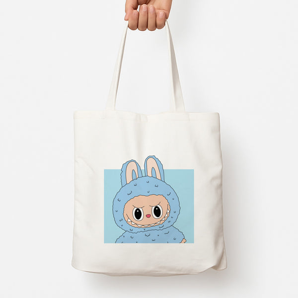 Cute Blue Notebook Monster Tote Bag