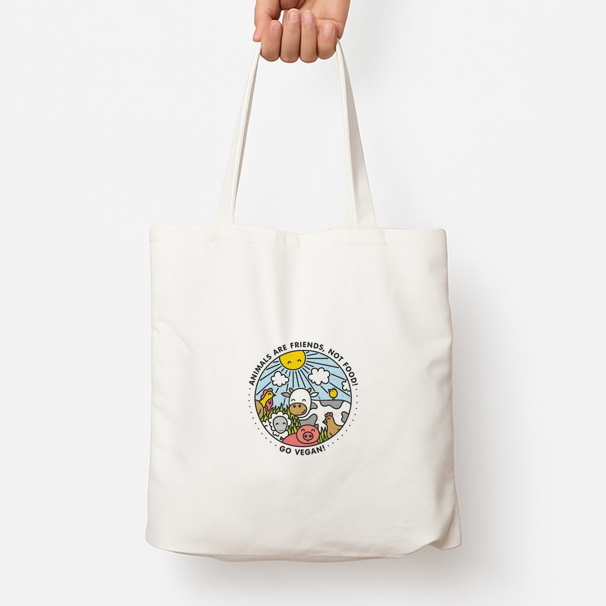 Animals Are Friends, Not Food - Vegan Tote Bag