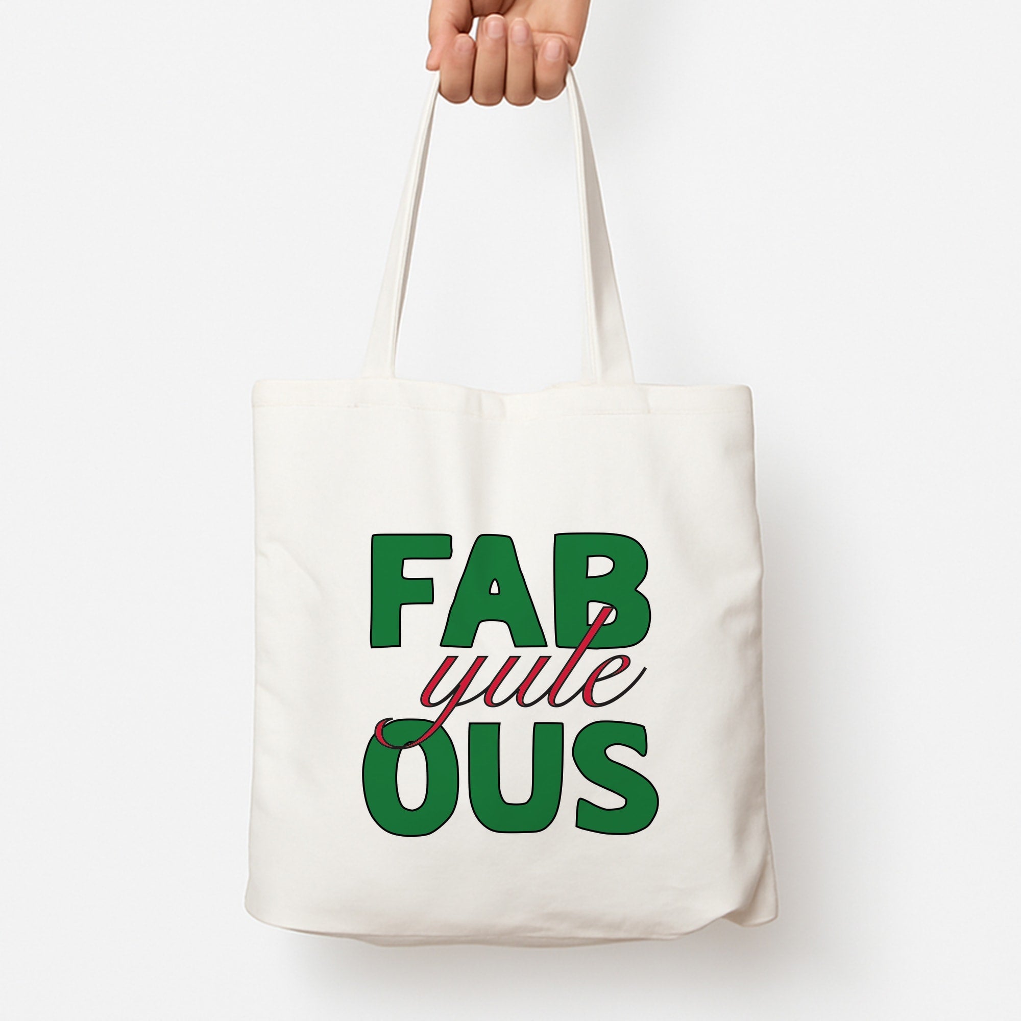 Fab-Yule-Ous Red - Christmas Puns Tote Bag