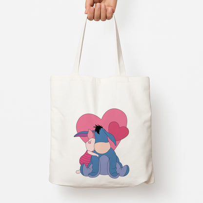 Donkey and Pig Valentine's Tote Bag