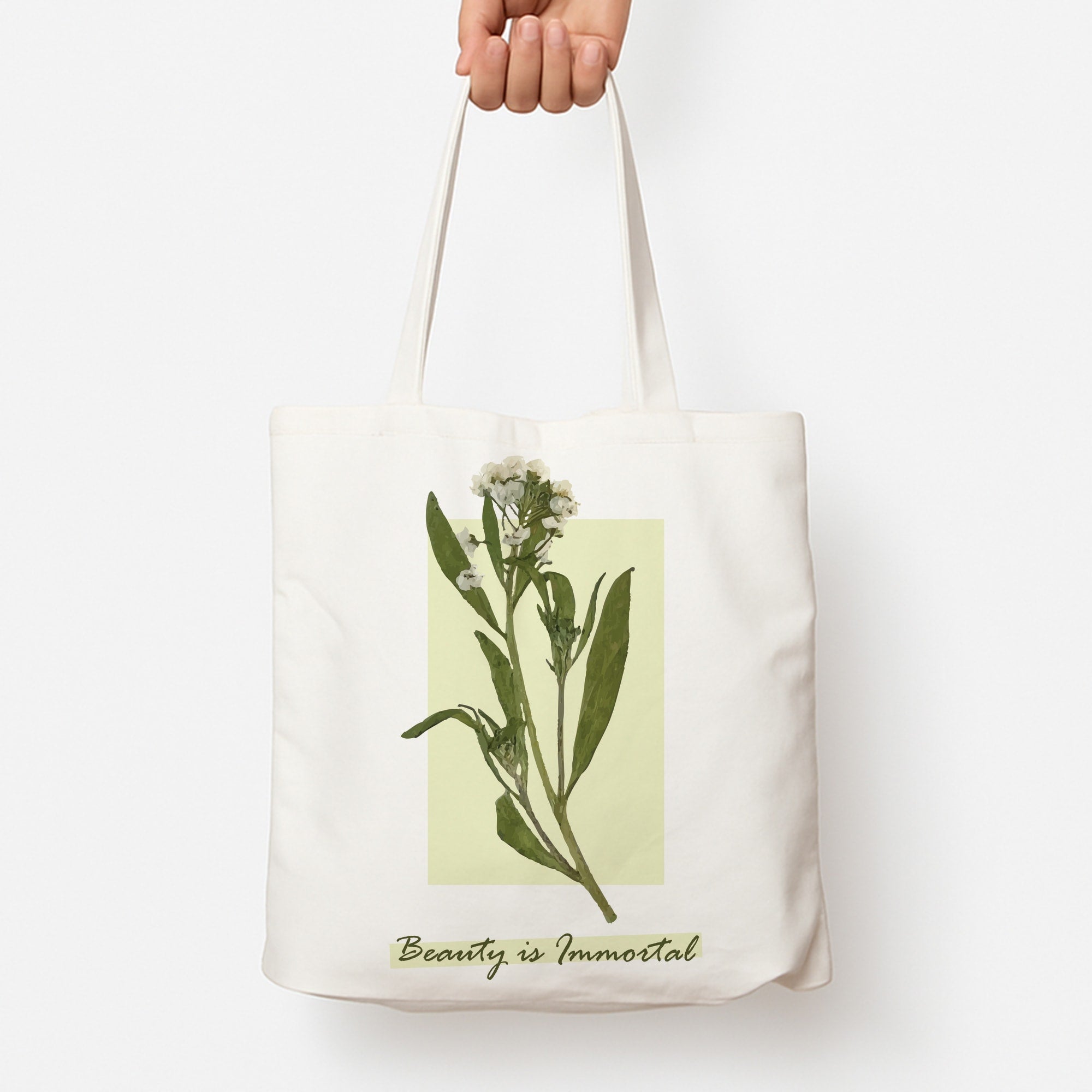 Beauty Is Immortal Press Flower Tote Bag