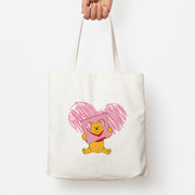 Pooh Heart Drawing Valentine's Tote Bag 1