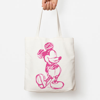 Sketched Mouse Outline Pink Tote Bag