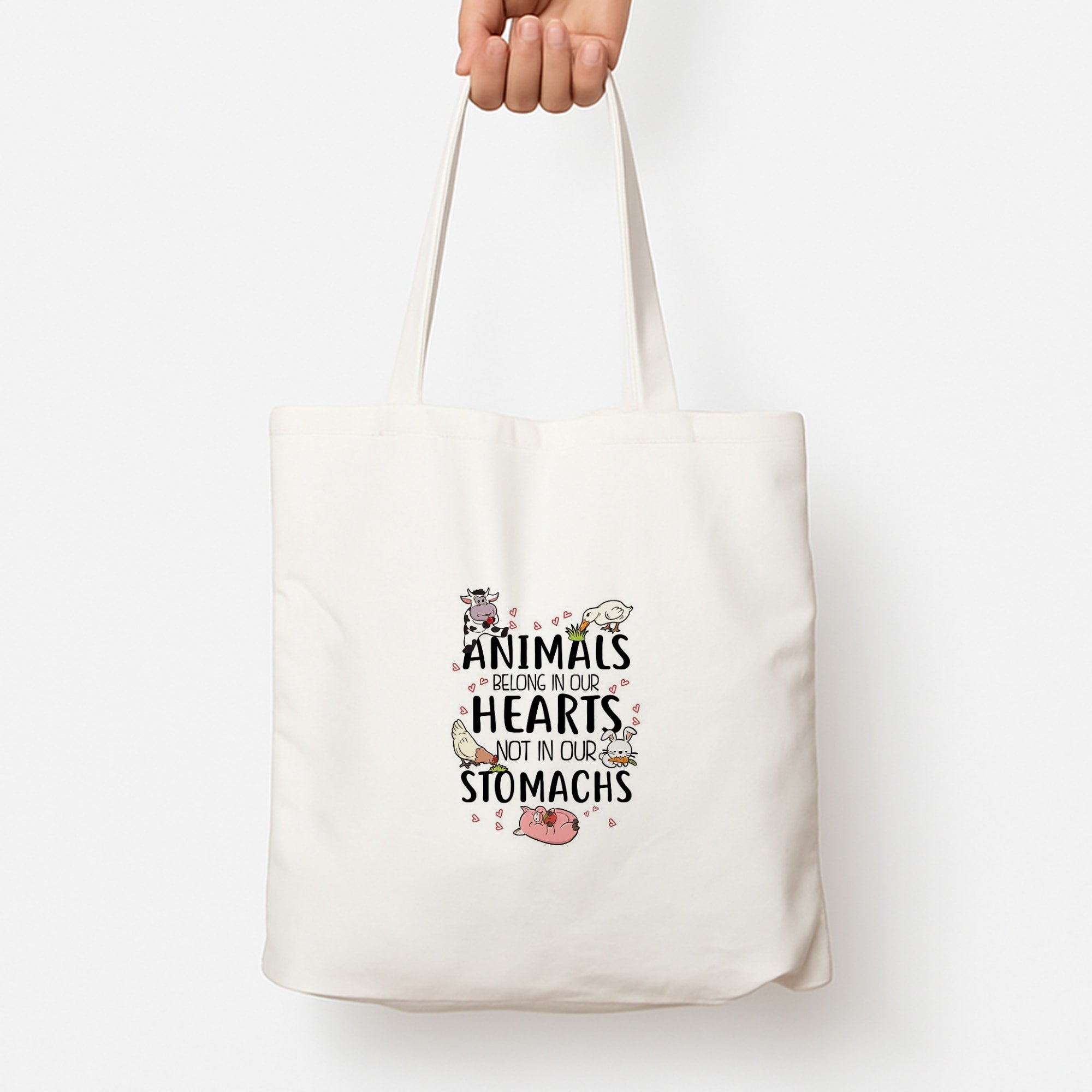 Animals Belong In Our Hearts - Vegan Tote Bag