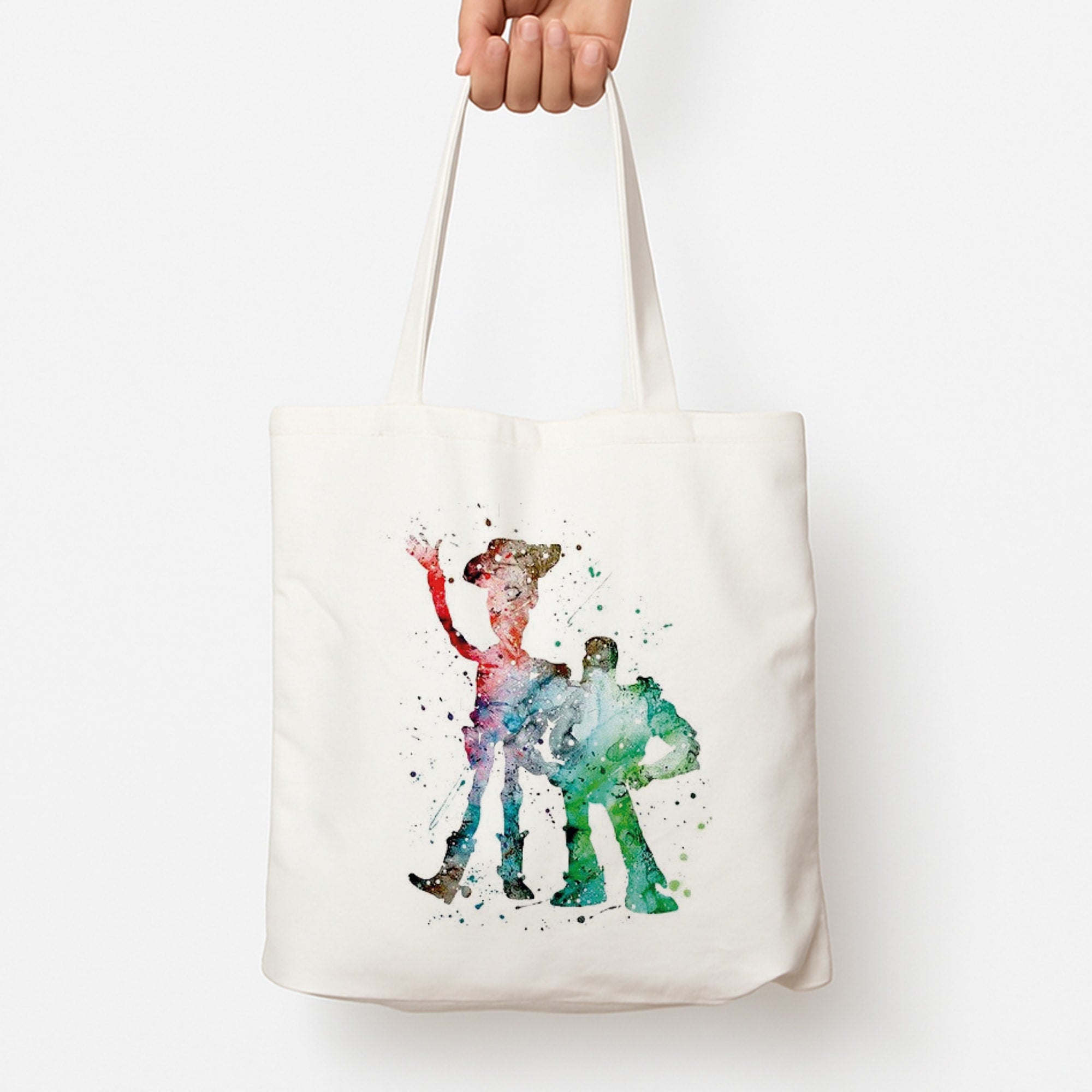 Watercolour Woody & Buzz A Story of Toys Fairytale Tote Bag
