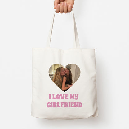 I Love My Girlfriend - Personalised Couples Tote Bag