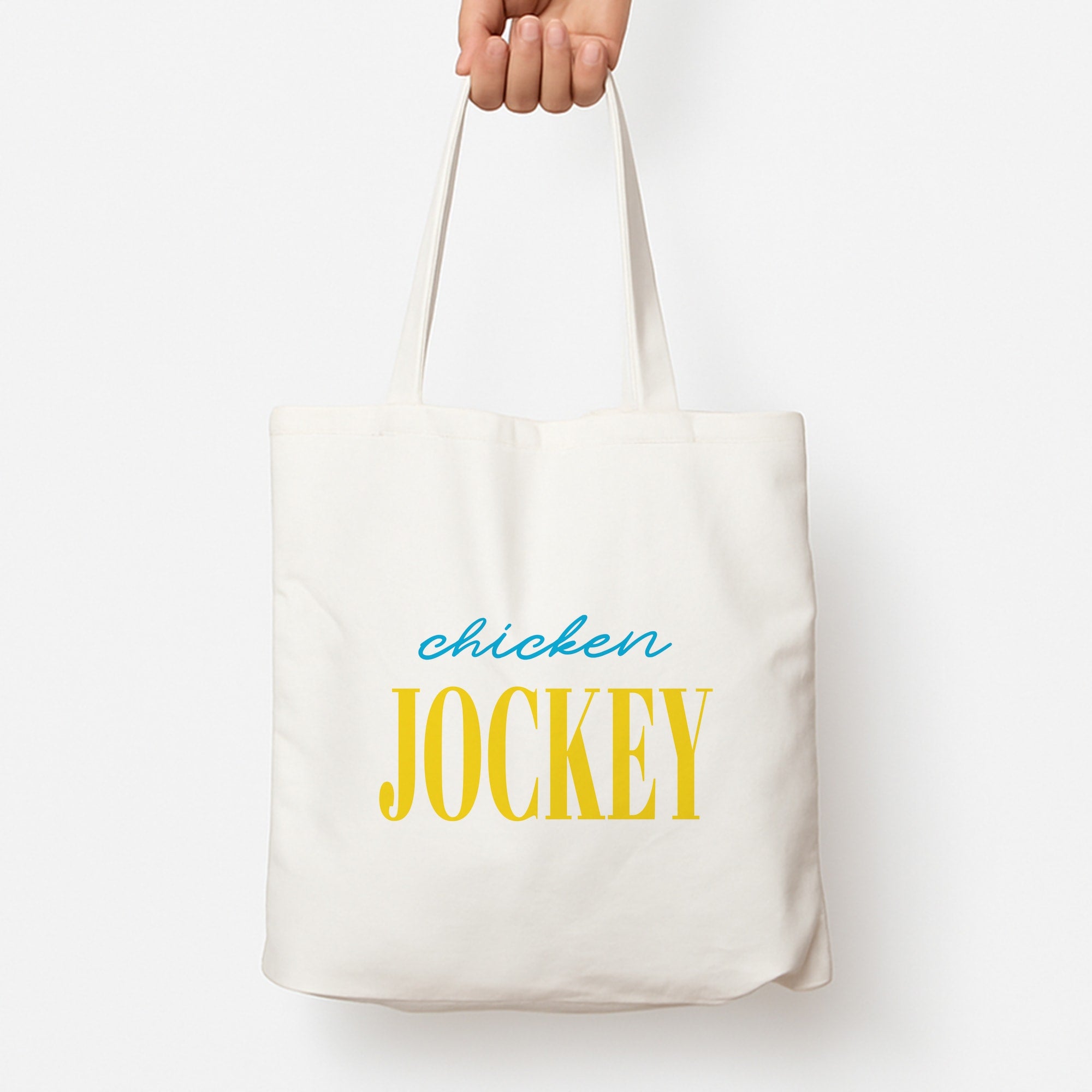 Chicken Jockey Blue Tote Bag