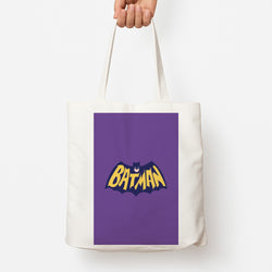 Bat Superhero Purple Logo Tote Bag