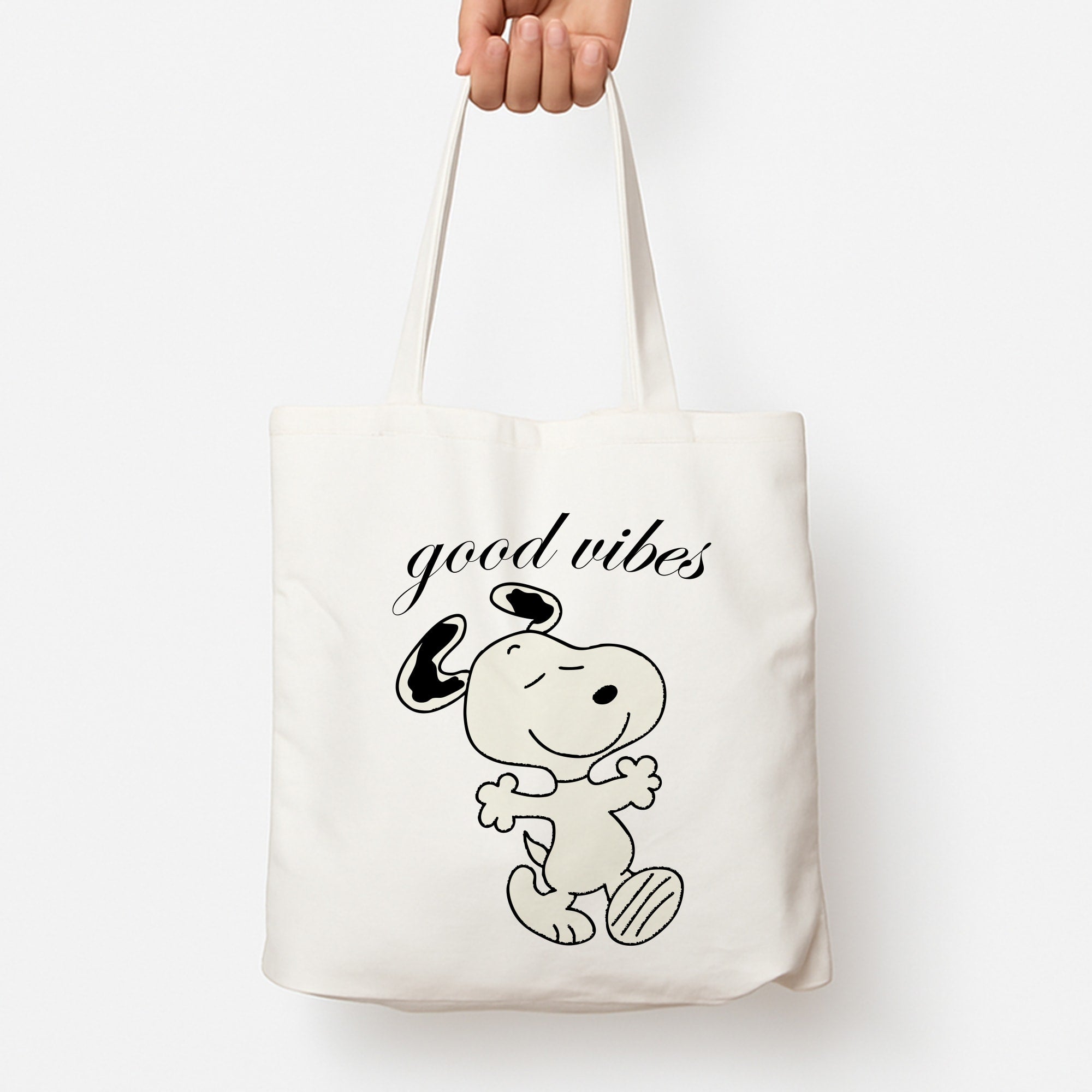 Good Vibes Cartoon Beagle Tote Bag