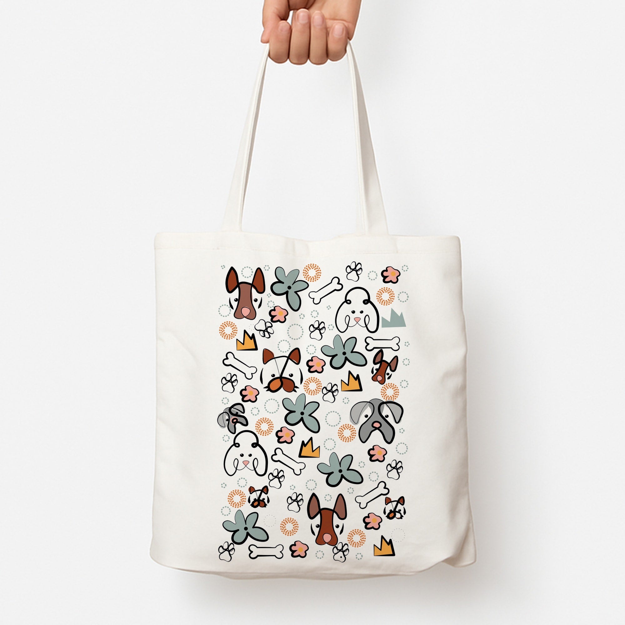 Bones and dogs - Dog Patterns Tote Bag