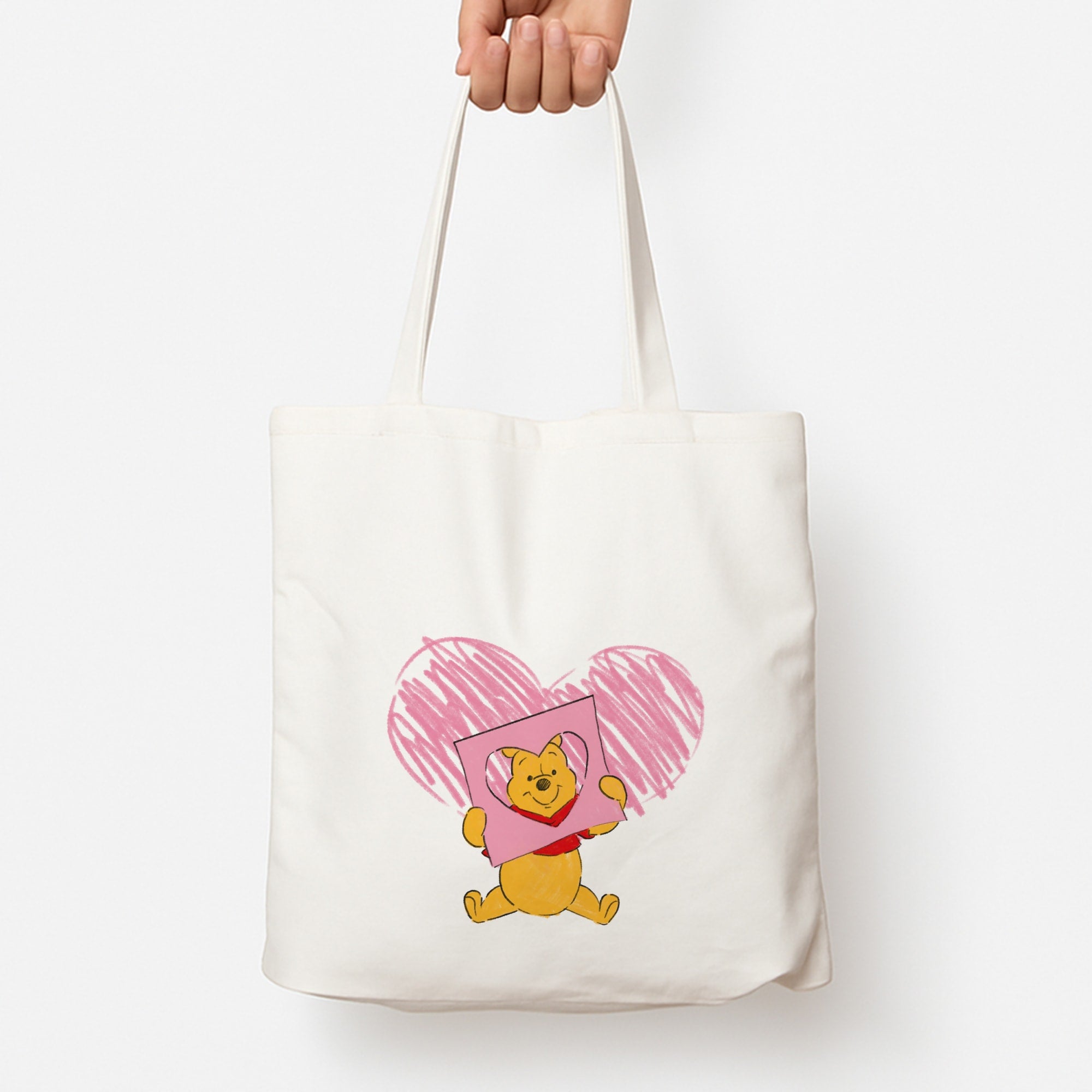 Pooh Heart Drawing Valentine's Tote Bag