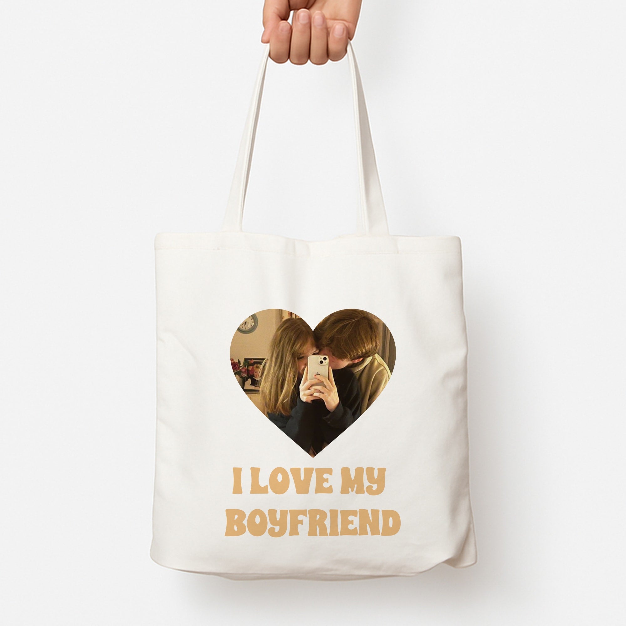 I Love My Boyfriend - Personalised Couples Tote Bag