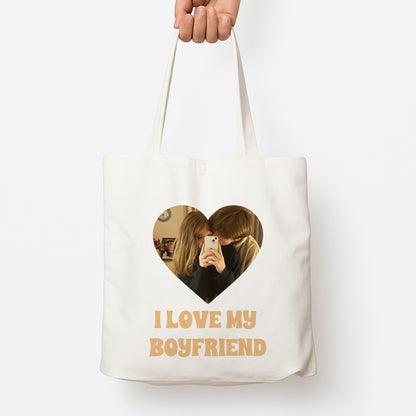I Love My Boyfriend - Personalised Couples Tote Bag