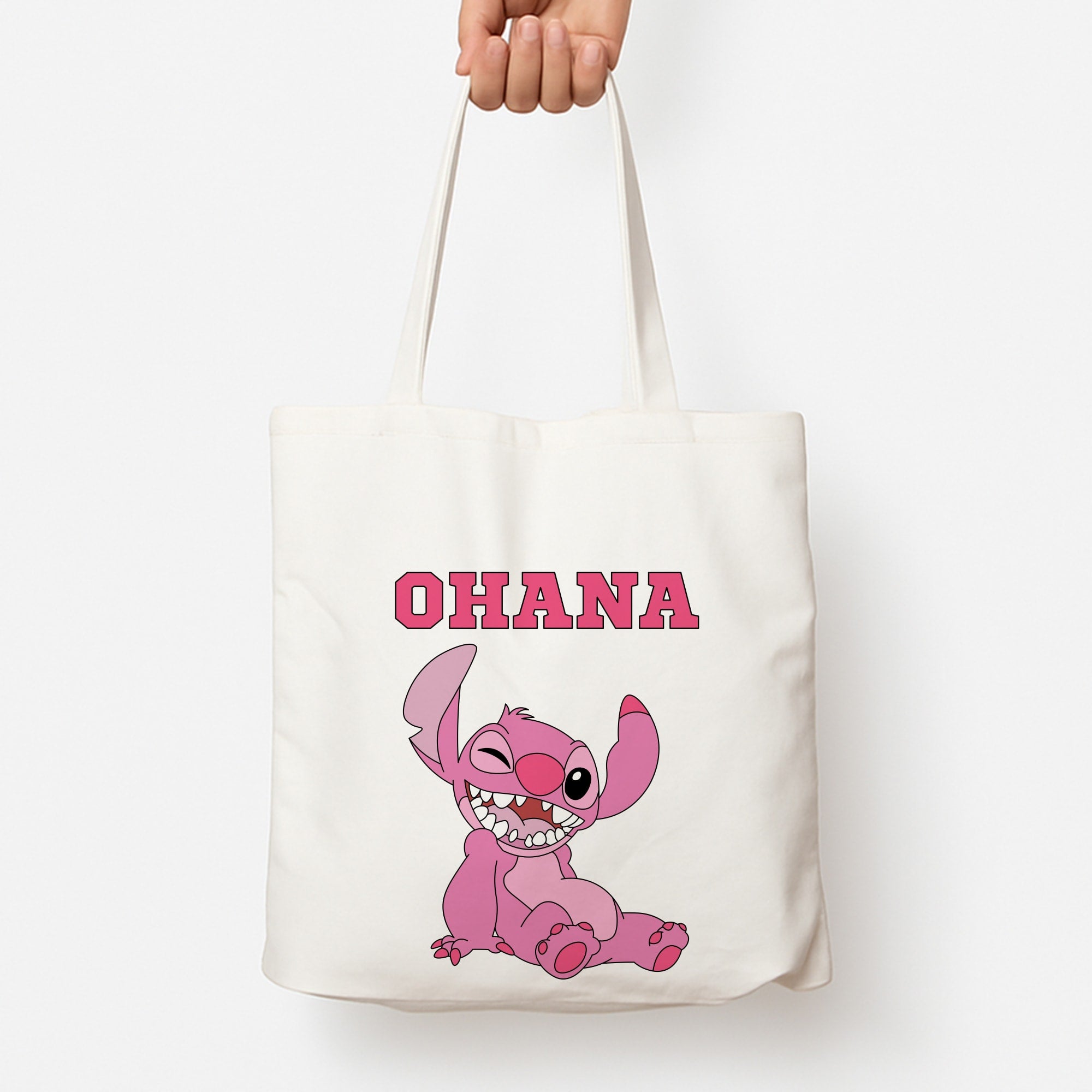 Pink Alien Ohana Tote Bag