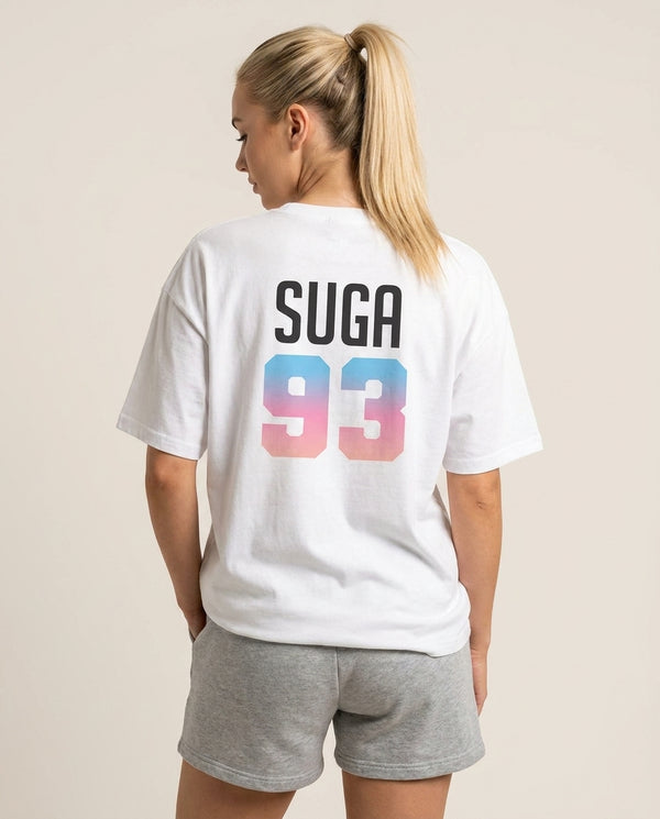 Suga 93 T-Shirt — White Back, worn
