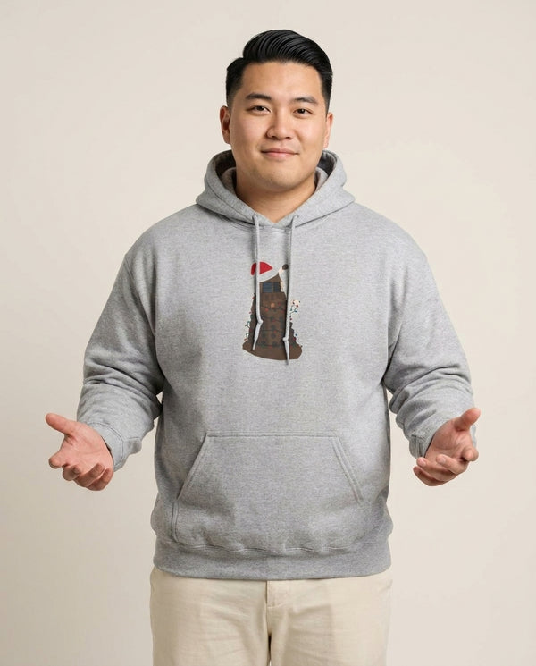 Christmas Dalek - Doctor Who Hoodie — Grey Front, worn